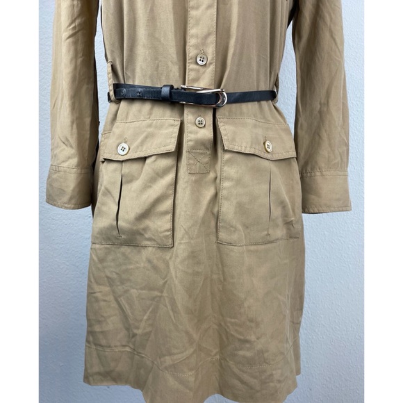 J. CREW • Tan Silk Cargo Shirt Dress - Picture 10 of 16